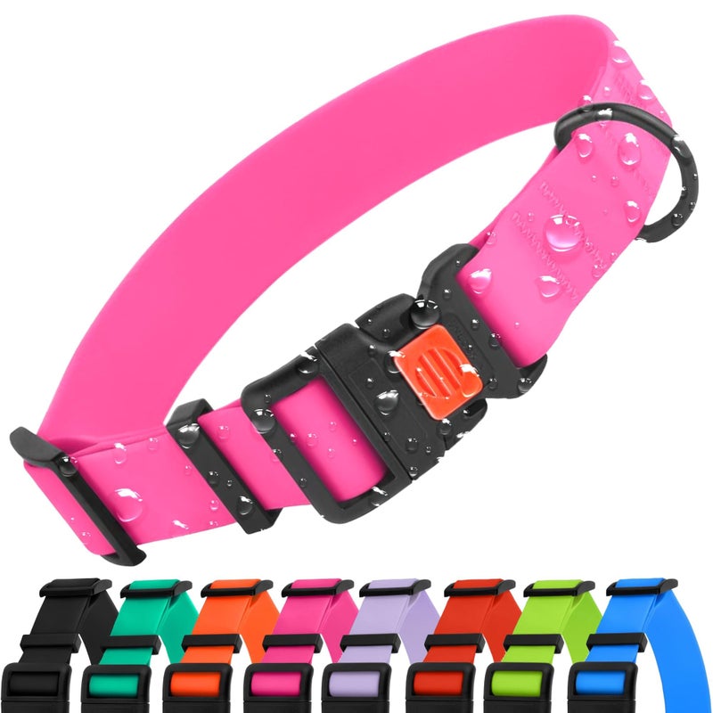CollarDirect Waterproof Dog Collar - Silicone, Plastic Collar, Odor-Resistant, Easy to Clean, for Large, Medium, Small Dogs - Adjustable Collar with Breakaway Buckle (Neck Fit 14"-18", Pink) - Image 1
